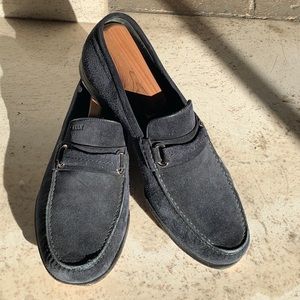 Men’s Bally Navy Suede Loafers Sz 10